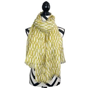 See Design 100% Linen Rectangle Artsy Yellow Patterned Scarf